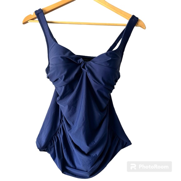 Talbots Tankini Swim Top Navy‎ Ruched Size 6 - Picture 1 of 5